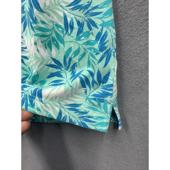 Club Room Polo Standard 100 Golf Shirt Men Large Blue Green Floral Short Sleeve - Picture 7 of 11